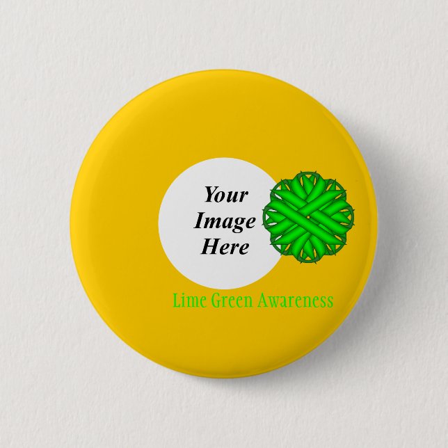 Badge Rond 5 Cm Ruban de fleurs vert de chaux Tmpl par Kenneth Yon (Devant)