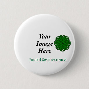 Badge Rond 5 Cm Ruban de fleurs vert émeraude par Kenneth Yoncich