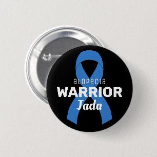 Badge Rond 5 Cm Ruban de guerrier de l'alopécie bouton noir