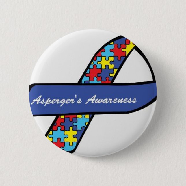 Badge Rond 5 Cm Ruban de la conscience d'Asperger (Devant)