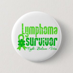 Badge Rond 5 Cm Ruban de la fleur de Lymphoma Survivor
