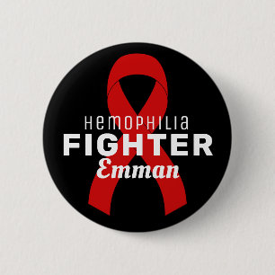 Badge Rond 5 Cm Ruban de l'hémophilie Bouton noir