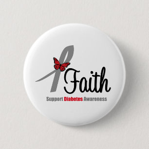 Badge Rond 5 Cm Ruban de papillon de conscience de diabète de foi