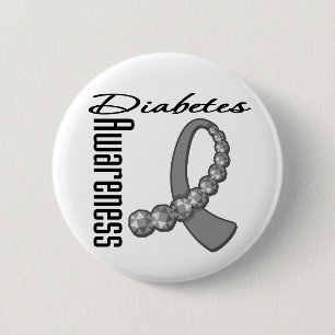 Badge Rond 5 Cm Ruban de pierre gemme de conscience de diabète
