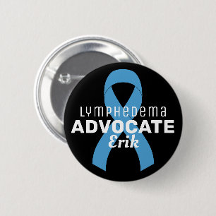 Badge Rond 5 Cm Ruban de plaidoyer pour le lymphoedème Bouton noir