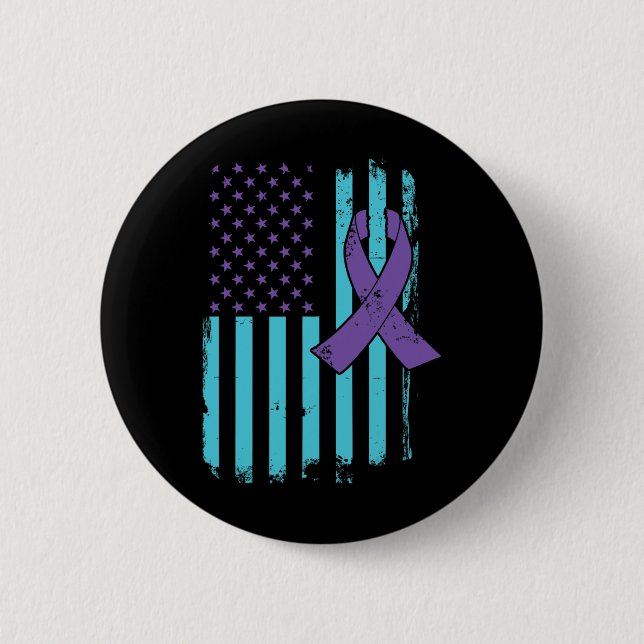 Badge Rond 5 Cm Ruban de sensibilisation à la prévention du suicid (Devant)