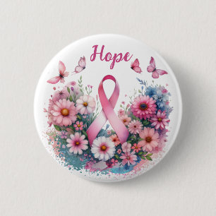 Badge Rond 5 Cm Ruban de sensibilisation au cancer du sein