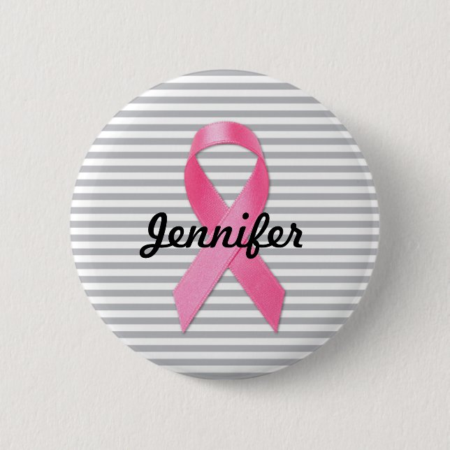 Badge Rond 5 Cm Ruban de sensibilisation au cancer du sein personn (Devant)