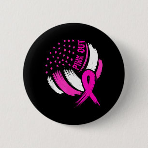 Badge Rond 5 Cm Ruban de sensibilisation au cancer du sein Volleyb