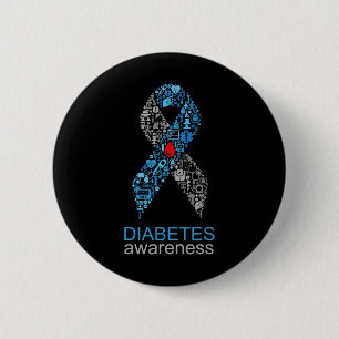 Badge Rond 5 Cm Ruban de sensibilisation au diabète de la Journée