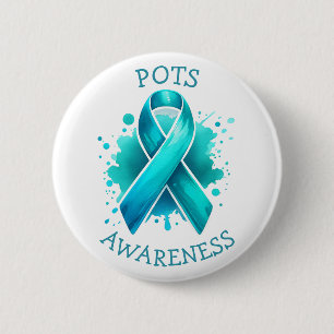 Badge Rond 5 Cm Ruban de sensibilisation au turquoise