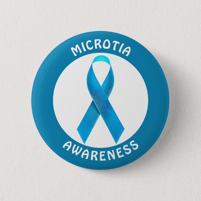 Badge Rond 5 Cm Ruban de sensibilisation bleu pour microtie (Devant)