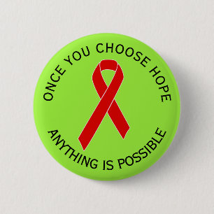 Badge Rond 5 Cm Ruban de sensibilisation rouge + votre message