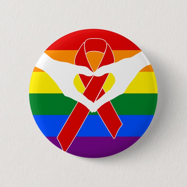Badge Rond 5 Cm Ruban de sensibilisation rouge + votre message (Devant)