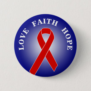 Badge Rond 5 Cm Ruban de sensibilisation rouge + votre message