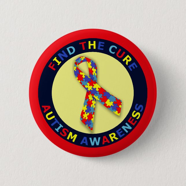 Badge Rond 5 Cm Ruban de sensibilisation sur l'autisme (Devant)