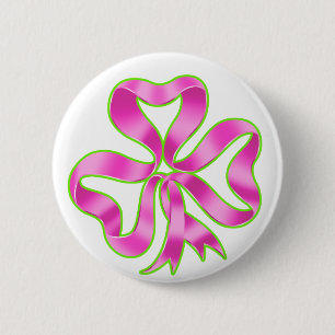 Badge Rond 5 Cm Ruban de shamrock de cancer du sein