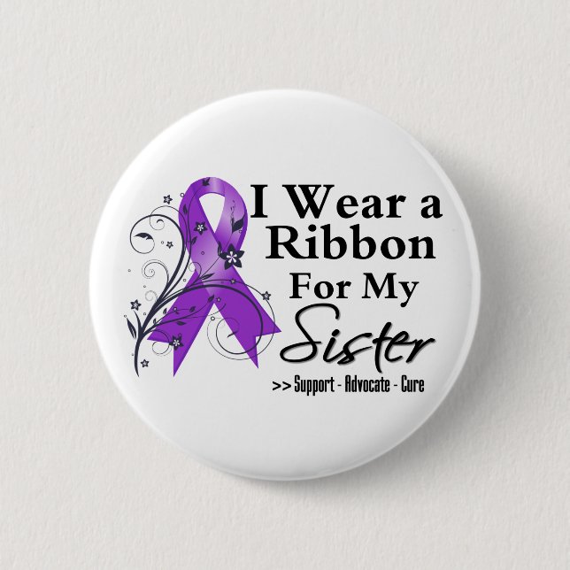Badge Rond 5 Cm Ruban de Soeur Violet - Cancer du Pancréas (Devant)