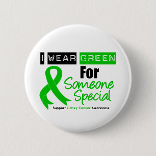 Badge Rond 5 Cm Ruban de vert de Cancer de rein pour quelqu'un