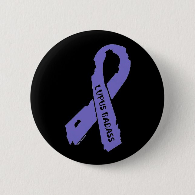 Badge Rond 5 Cm Ruban déchiré Lupus Badass (Devant)