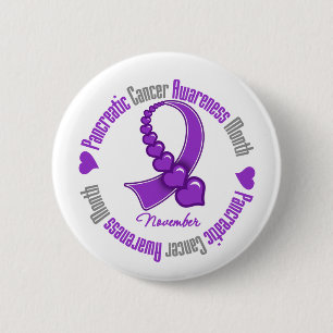 Badge Rond 5 Cm Ruban des coeurs - Sensibilisation au cancer du pa