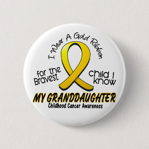 Badge Rond 5 Cm Ruban d'or de Cancer d'enfance pour ma