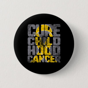 Badge Rond 5 Cm Ruban d'or de soutien à la guérison du cancer infa