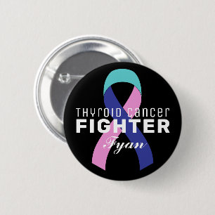Badge Rond 5 Cm Ruban du Cancer de la Thyroïde Bouton Noir