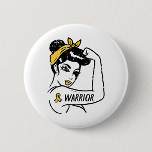Badge Rond 5 Cm Ruban du cancer de l'enfance de la guerrière incas