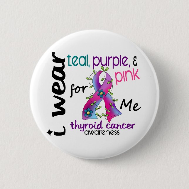 Badge Rond 5 Cm Ruban d'usage du cancer de la thyroïde I pour MOI (Devant)