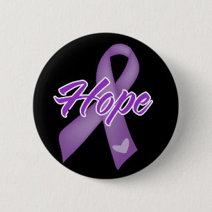 Badge Rond 5 Cm Ruban Hope - Causes du ruban pourpre