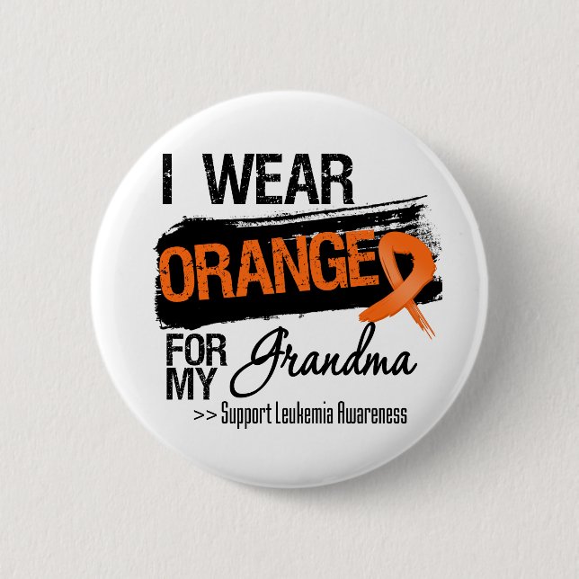 Badge Rond 5 Cm Ruban Leucémie Pour Ma Grand-Mère (Devant)