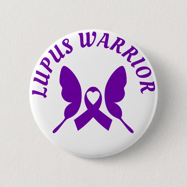 Badge Rond 5 Cm Ruban Lupus Warrior Purple Awareness (Devant)