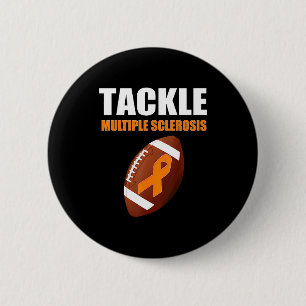 Badge Rond 5 Cm Ruban orange football Sensibilisation à la scléros