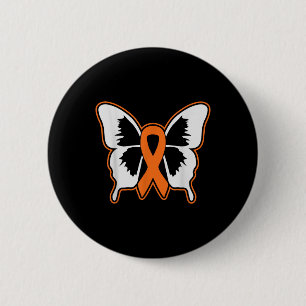 Badge Rond 5 Cm Ruban orange papillon drôle de sensibilisation à l
