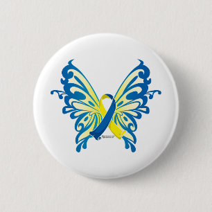 Badge Rond 5 Cm Ruban papillon du syndrome de Down