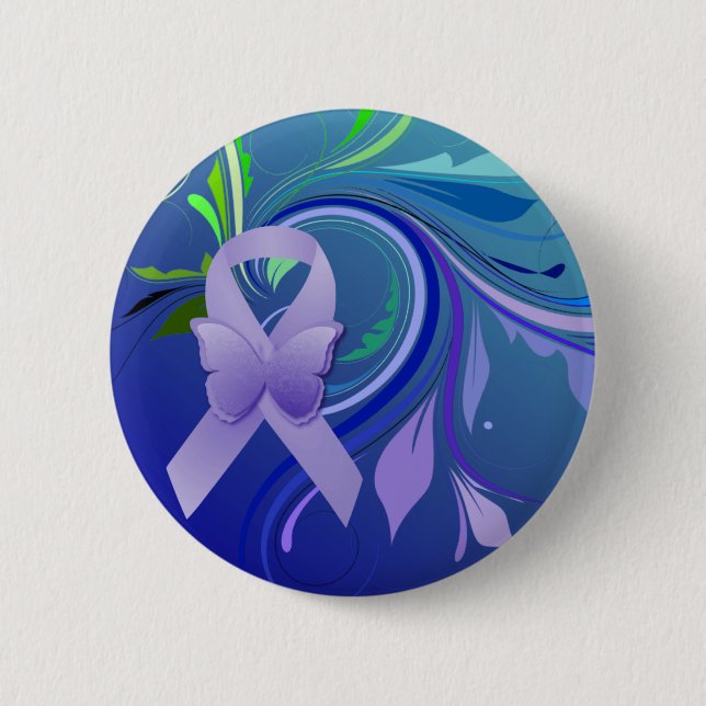 Badge Rond 5 Cm Ruban pourpre de conscience (Devant)