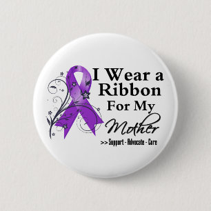 Badge Rond 5 Cm Ruban pourpre mère - Cancer du pancréas