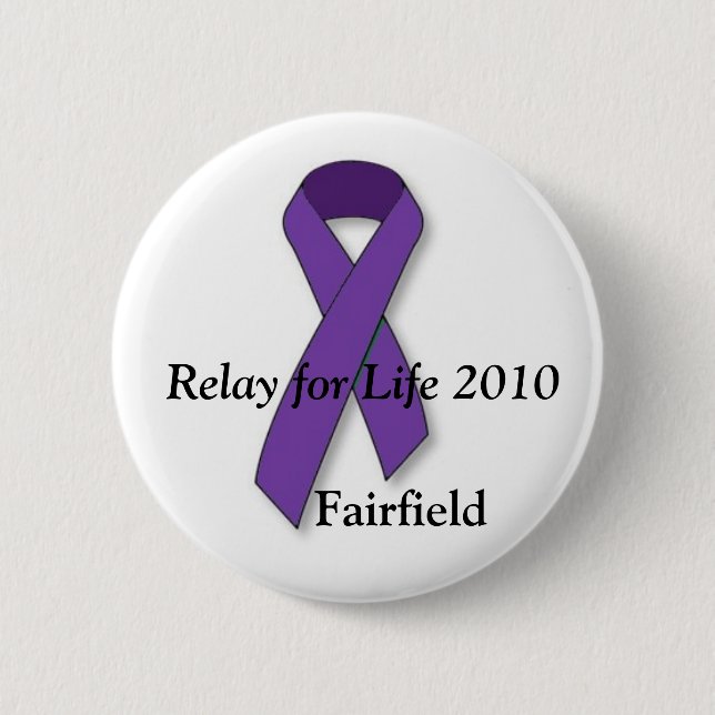 Badge Rond 5 Cm ruban pourpre, relais pendant la vie 2010, (Devant)