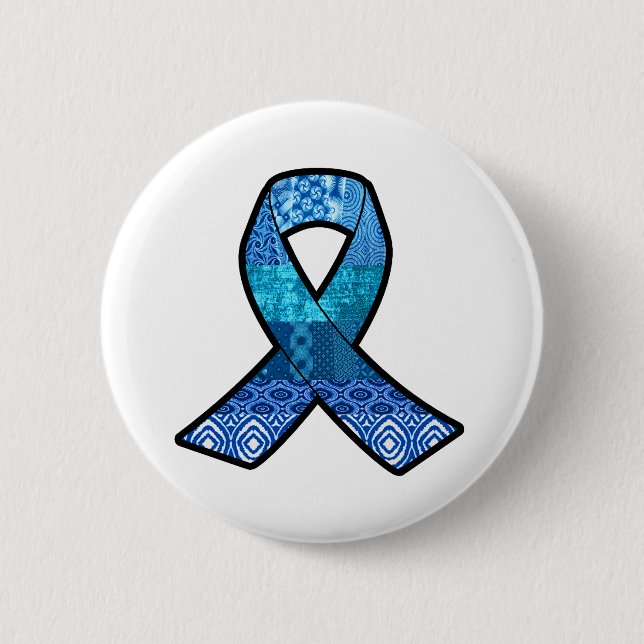 Badge Rond 5 Cm Ruban rétro de sensibilisation bleue (Devant)