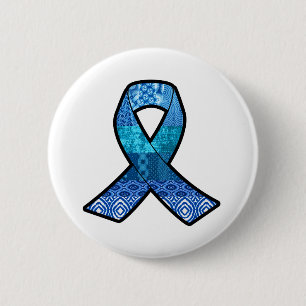 Badge Rond 5 Cm Ruban rétro de sensibilisation bleue