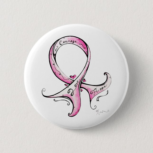Badge Rond 5 Cm Ruban rose (Devant)