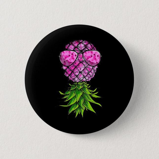 Badge Rond 5 Cm Ruban rose à l'envers pour la sensibilisation au c (Devant)