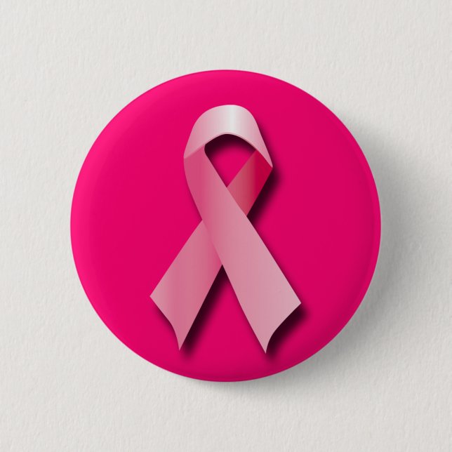 BADGE ROND 5 CM RUBAN ROSE DE CANCER DU SEIN (Devant)