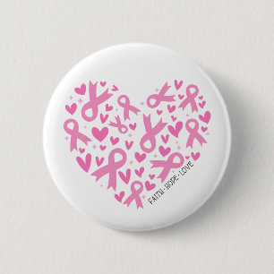 Badge Rond 5 Cm Ruban Rose Espoir Foi Cancer du Sein Sensibilisati