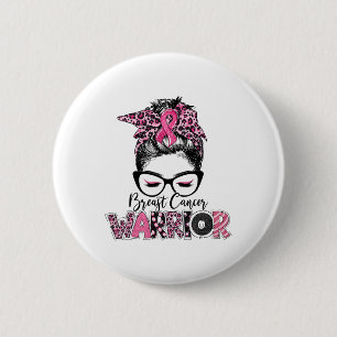 Badge Rond 5 Cm Ruban Rose Guerrière de la Sensibilisation au Canc