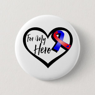 Badge Rond 5 Cm Ruban rouge et bleu de conscience pour mon héros