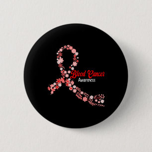 Badge Rond 5 Cm Ruban Rouge Fleur Hippie Sensibilisation au Cancer