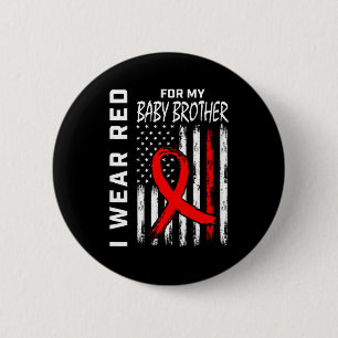 Badge Rond 5 Cm Ruban Rouge Pour La Journée De Sensibilisation À L