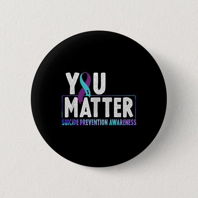 Badge Rond 5 Cm Ruban sarcelle et violet de sensibilisation à la p (Devant)